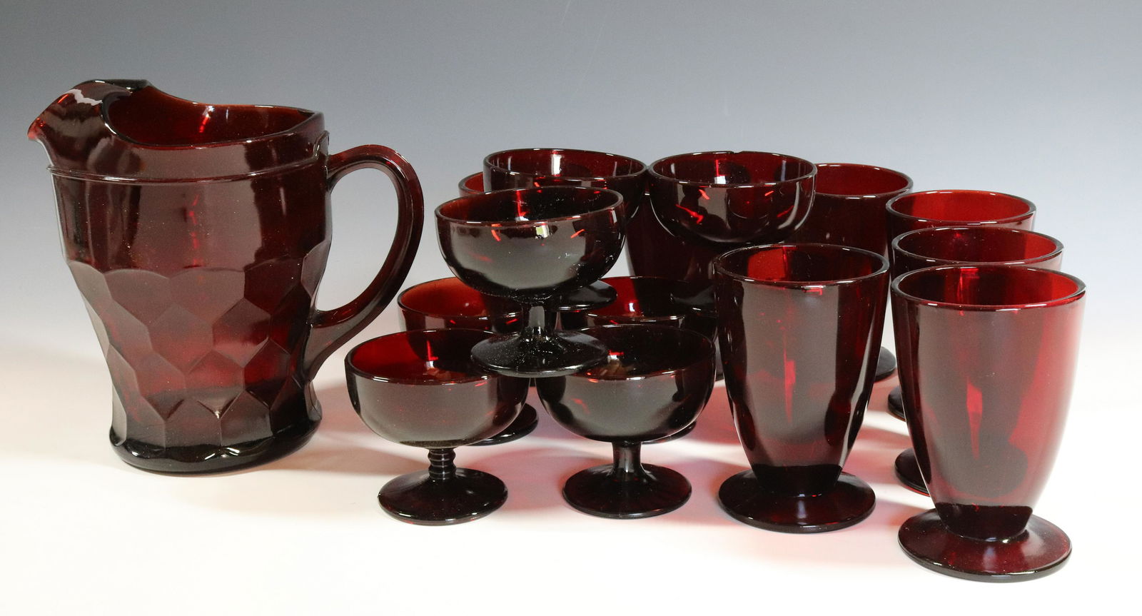 (16) PRESSED RUBY GLASS LOT (1 of 2)