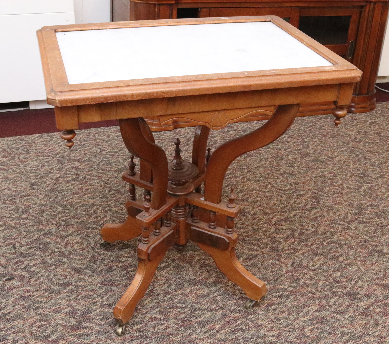 VICTORIAN MARBLE TOP SIDE TABLE (1 of 3)