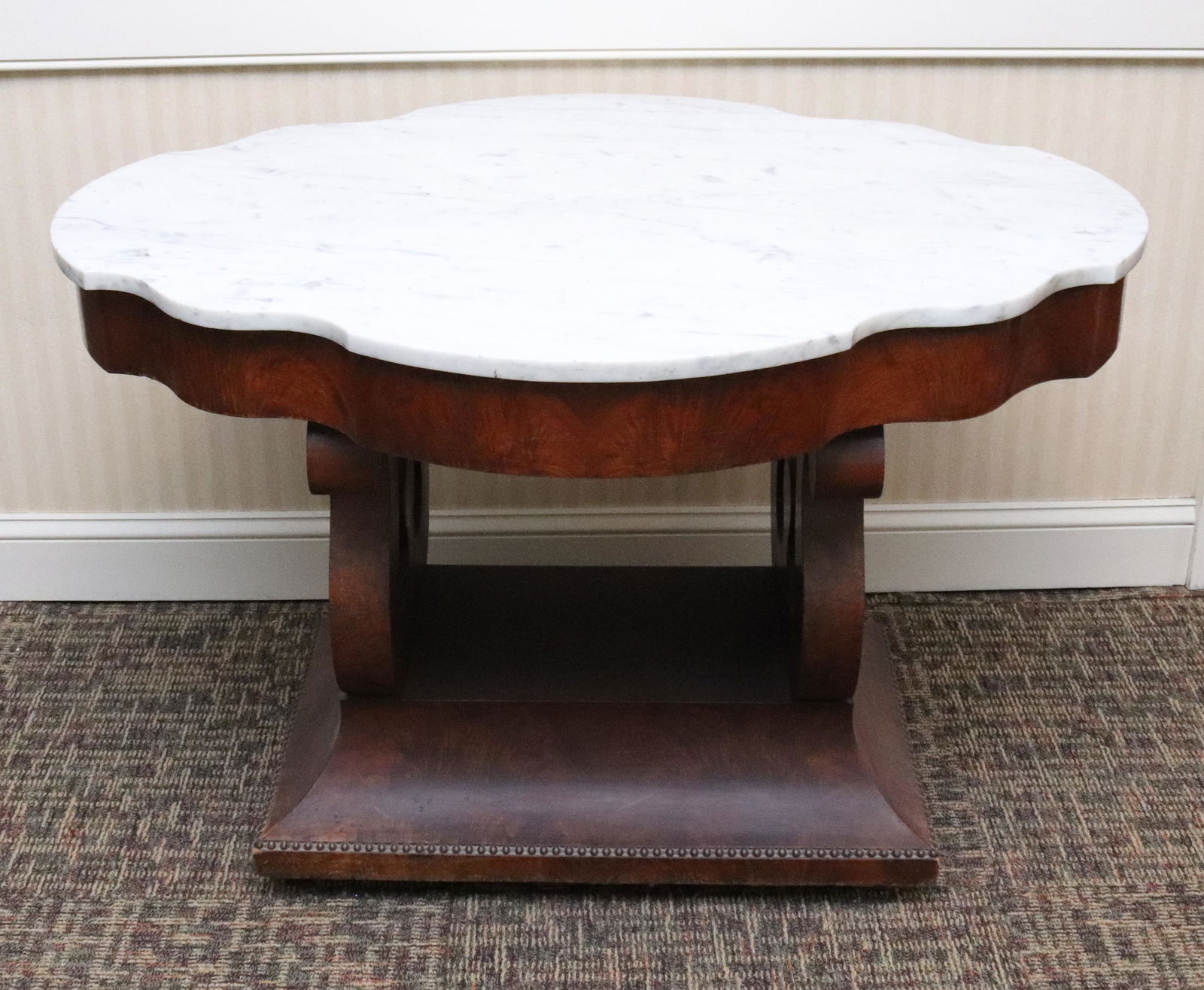 LARGE EMPIRE MARBLE TOP CENTER TABLE (1 of 5)