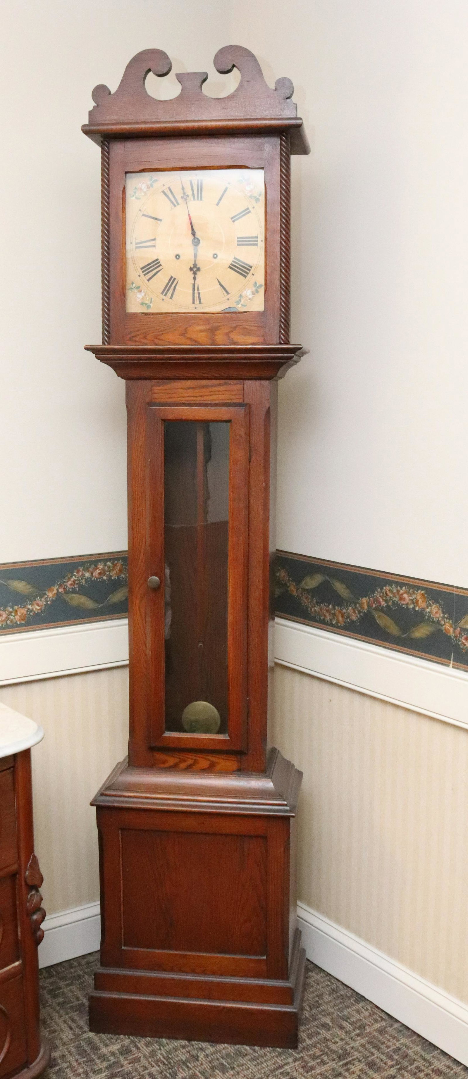 OAK TALL CASE CLOCK (1 of 4)