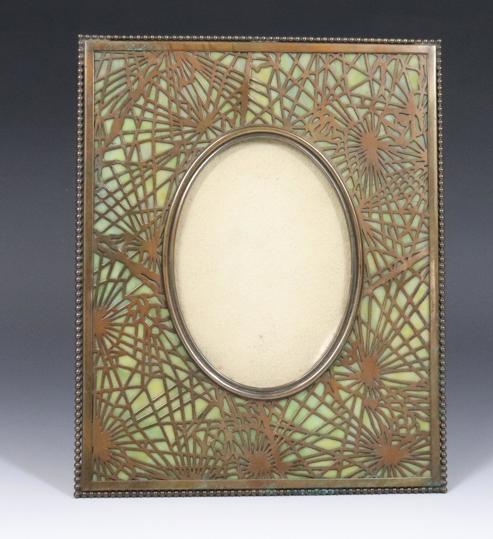 TIFFANY STUDIOS BRONZE PINE NEEDLE PHOTO FRAME (1 of 5)