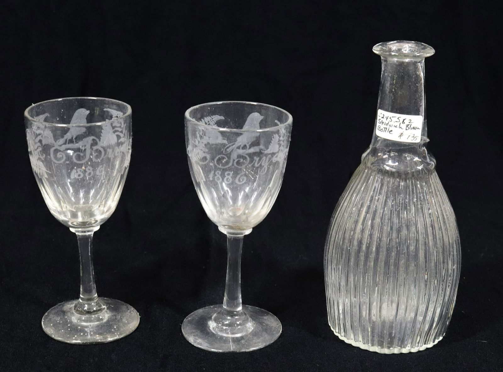 (3) EARLY GLASS DECANTERS (1 of 4)