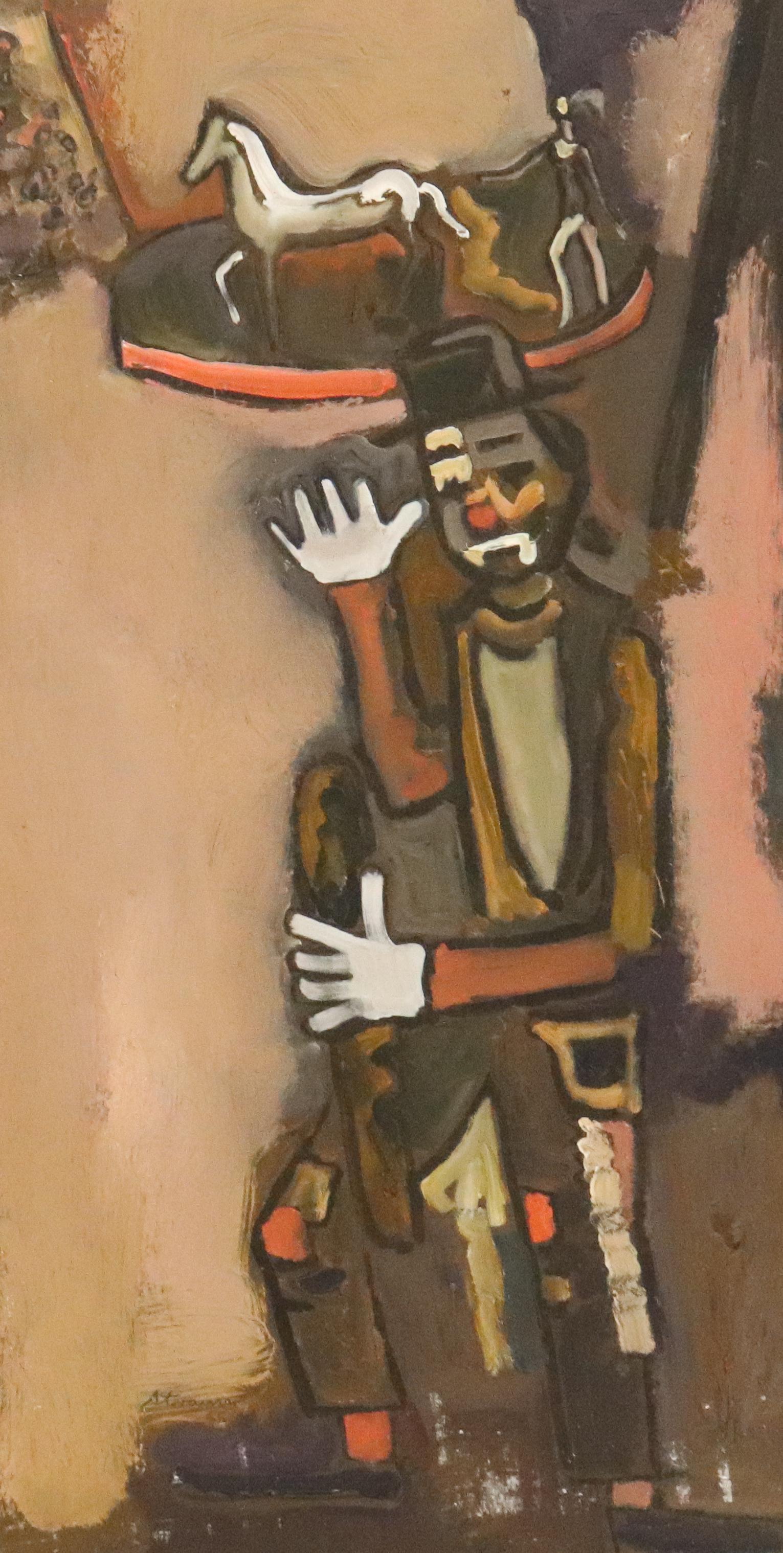 STERLING STRAUSER CIRCUS CLOWN OIL ON BOARD (1 of 5)