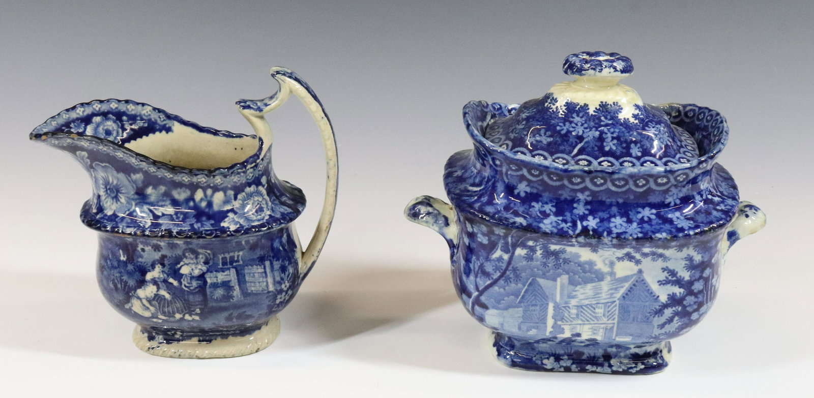 (2) HISTORICAL BLUE TRANSFERWARE SUGAR/CREAMER (1 of 6)