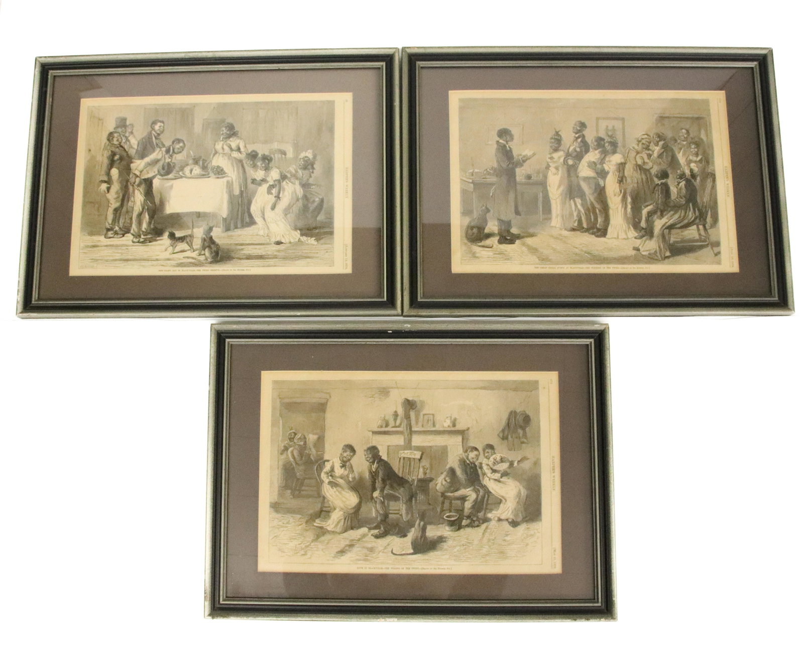 19TH C. HARPER'S WEEKLY BLACK AMERICANA: MATTED AND FRAMED UNDER GLASS. SIGHT VIEW 10" X 15". TERMS: UPDATED 2023 TERMS FOR PURCHASING AND SHIPPING OF AUCTION ITEMS. PLEASE READ CAREFULLY BEFORE BIDDING. ALL PAYMENTS FOR PURCHASES WILL BE MA