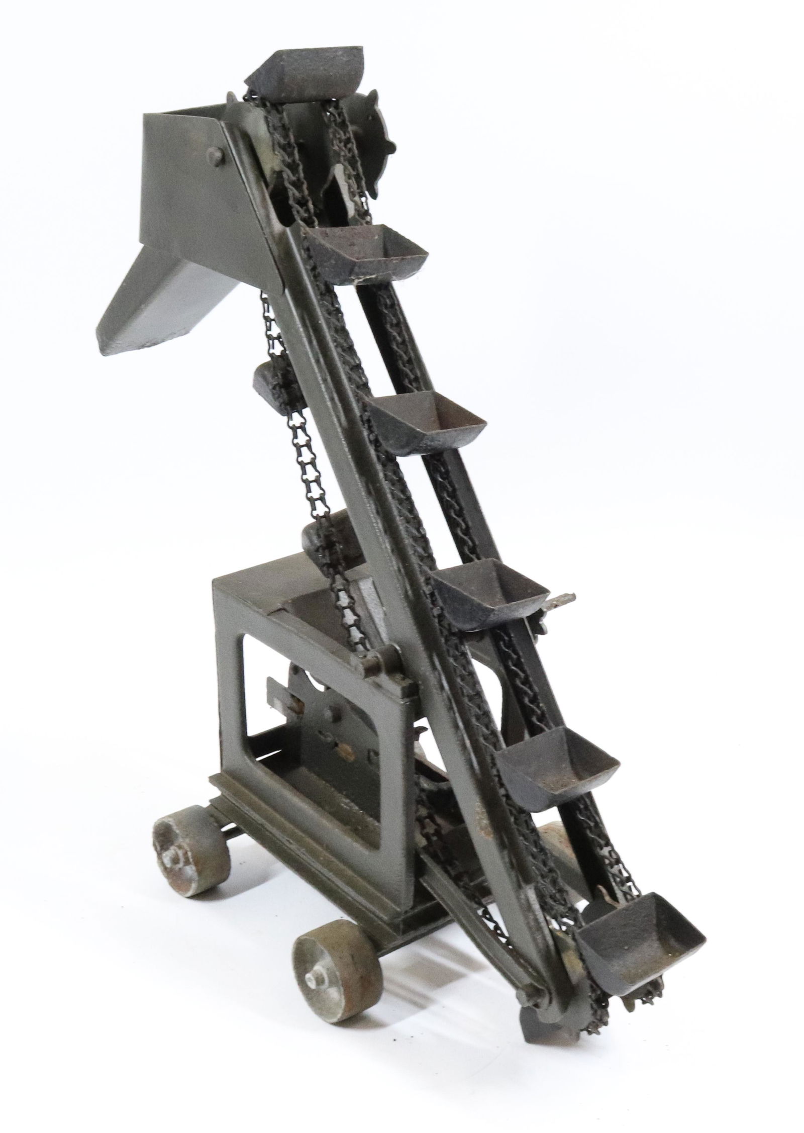 BUDDY L PRESSED STEEL SAND LOADER: PAINTED SURFACE. 19 1/2" H.