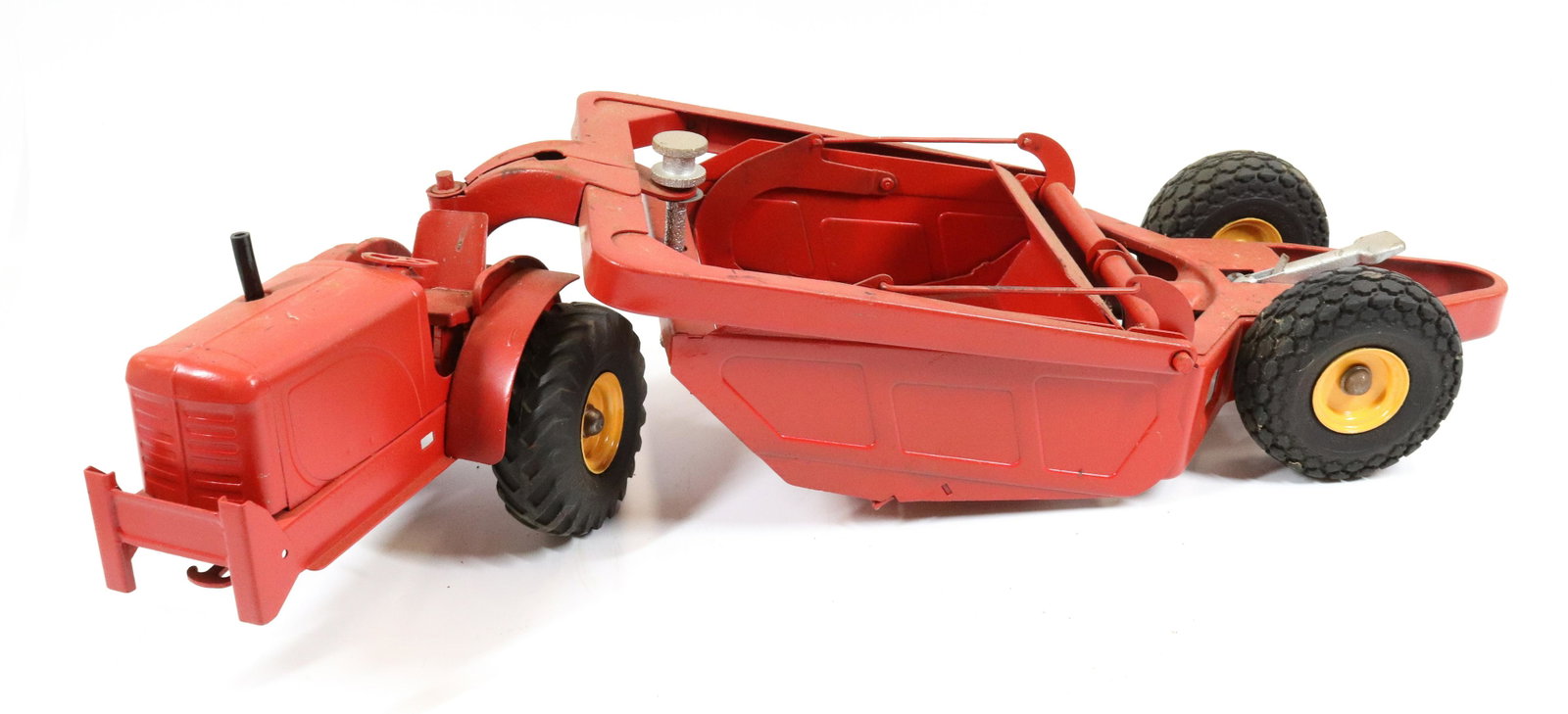 DOEPKE MODEL TOYS PRESSED STEEL EARTH SCRAPER: HEILINER EARTH MOVER. 29 1/2" L.