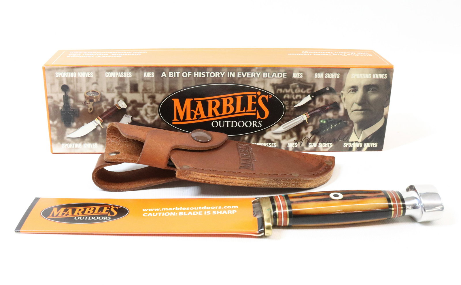 MARBLES OUTDOORS KNIFE IN BOX: NEW IN BOX - MARBLES #27 KNIFE FOR MARLIN GUNS -FIELD CRAFT JIG BONE (3 3/4" BLADE) Terms: UPDATED 2023 TERMS FOR PURCHASING AND SHIPPING OF AUCTION ITEMS. PLEASE READ CAREFULLY BEFORE BIDDING. ALL PA