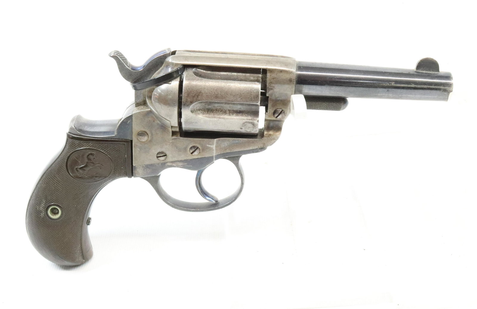 COLT DA 41 THUNDERER REVOLVER: .41 CAL, SERIAL# 64030, MFG. 1888 - BLUE CASE COLOR WITH HARD RUBBER GRIPS, 3 1/2" BARREL - NO ROD Terms: UPDATED 2023 TERMS FOR PURCHASING AND SHIPPING OF AUCTION ITEMS. PLEASE READ CAREFULLY BEFORE 