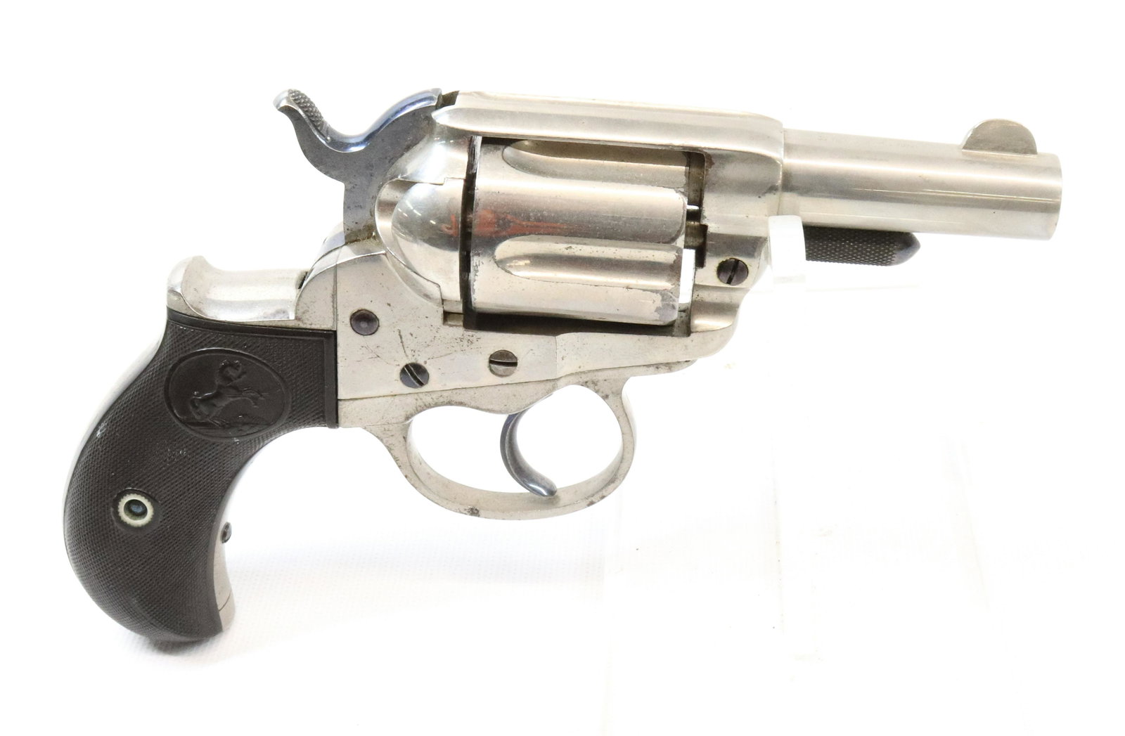 COLT DA 41 THUNDERER REVOLVER: .41 CAL, SERIAL# 22046, 2 1/2" BARREL - HARD RUBBER GRIPS, MFG 1880 Terms: UPDATED 2023 TERMS FOR PURCHASING AND SHIPPING OF AUCTION ITEMS. PLEASE READ CAREFULLY BEFORE BIDDING. ALL PAYMENTS MUST BE M