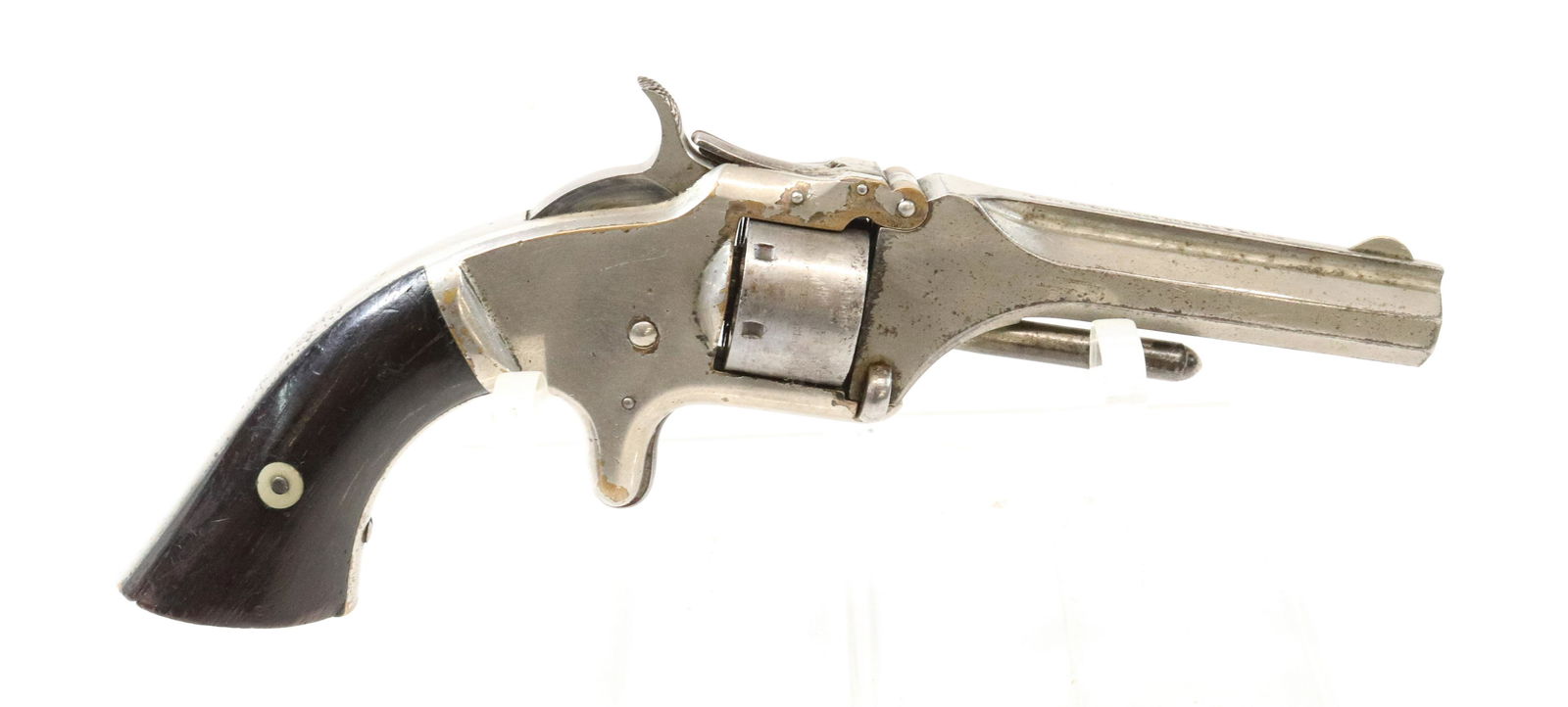 SMITH AND WESSON NO. 1: .22CAL, SERIAL# 123230, 3 3/16" BARREL Terms: UPDATED 2023 TERMS FOR PURCHASING AND SHIPPING OF AUCTION ITEMS. PLEASE READ CAREFULLY BEFORE BIDDING. ALL PAYMENTS MUST BE MADE BEFORE ITEMS CAN BE SHIPP