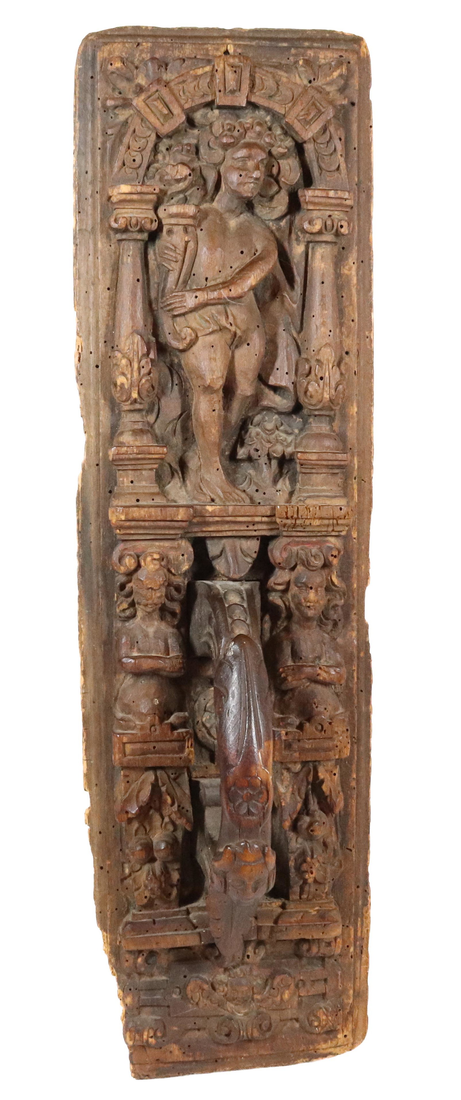EARLY 17TH C. CARVED EUROPEAN MANGLE BOARD (1 of 6)
