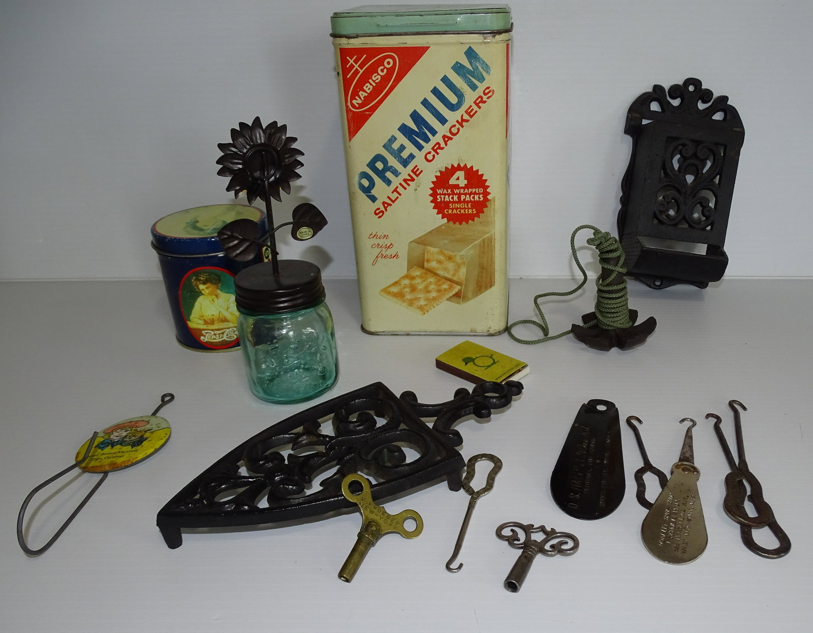 GROUPING VINTAGE SMALLS: HERTERS PLUMB BOB CRACKER TIN TRIVET CLOCK KEYS ETC UPDATED 2023 Terms for Purchasing and Shipping of Auction Items. Please read carefully before bidding. All payments for purchases will be made throu