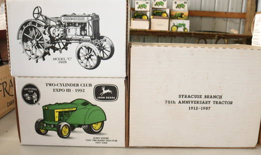 (3) JOHN DEERE TRACTOR MODELS: MODEL 4450, 620 AND MODEL C. 1/16 SCALE. NEW IN BOX. Auction Terms for August 1, 2023 The Estate of John Yablonsky. This Sale is PICK-UP ONLY. Hartzellís Auction Gallery will offer Live