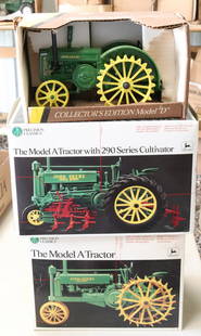 LOT OF (3) JOHN DEERE MODELS: 1953 MODEL D, MODEL A WITH 290 SERIES CULTIVATOR, NEW IN BOX. Auction Terms for August 1, 2023 The Estate of John Yablonsky. This Sale is PICK-UP ONLY. Hartzellís Auction Gallery will offer