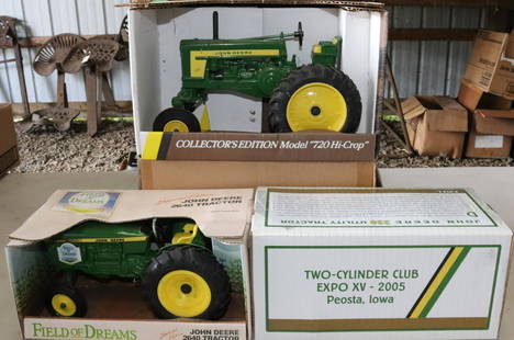 (3) JOHN DEERE TRACTOR MODELS: FIELD OF DREAMS 2640, 330 UTILITY AND 1957 MODEL 720 HIGH CROP. Auction Terms for August 1, 2023 The Estate of John Yablonsky. This Sale is PICK-UP ONLY. Hartzellís Auction Gallery will offer