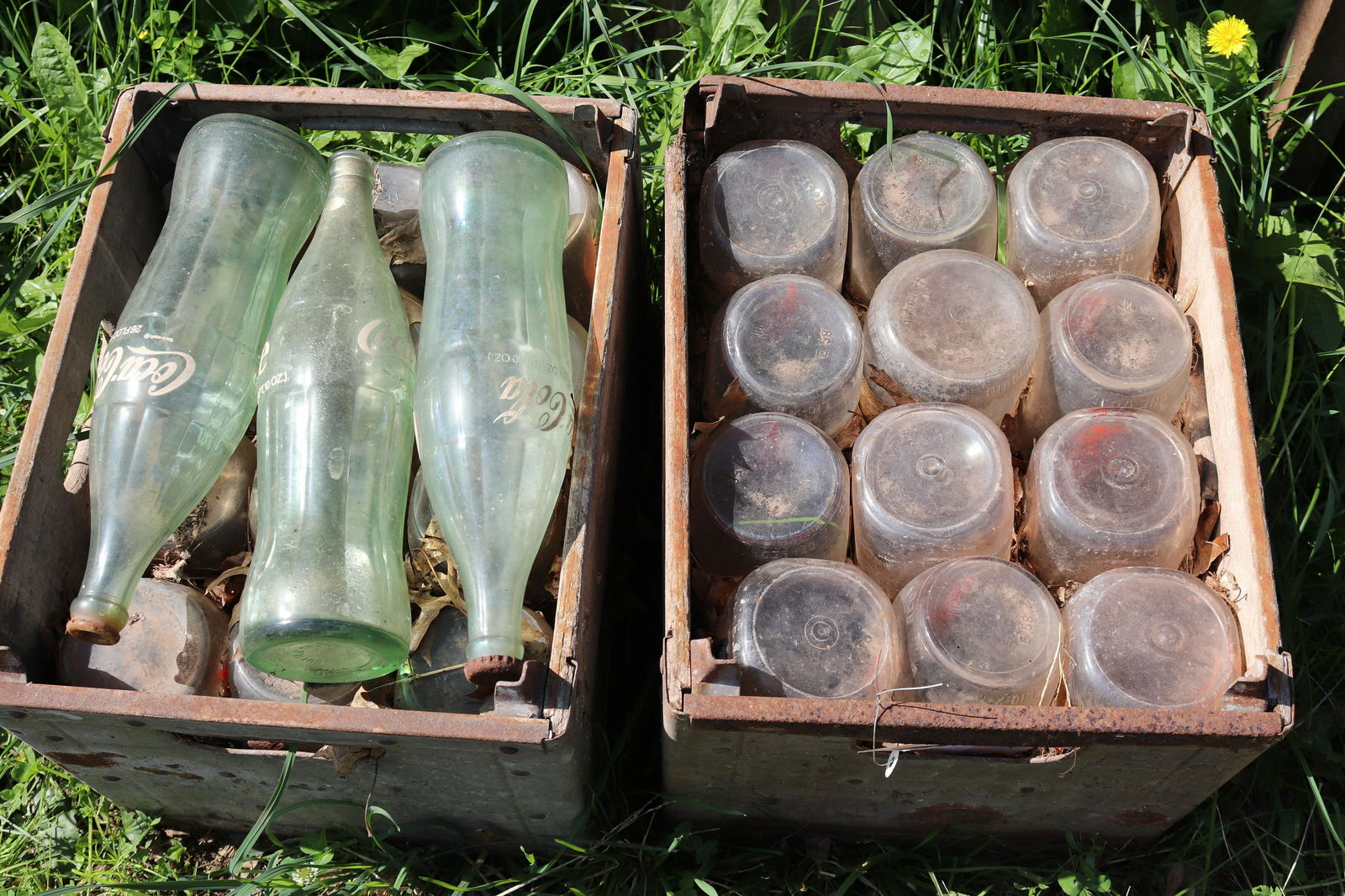 WOODEN CRATE AND BOTTLE LOT (1 of 2)