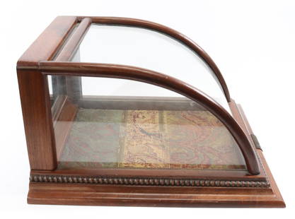 CONTEMPORARY WINCHESTER DISPLAY CASE: CURVED GLASS CASE WITH MIRRORED BACK DOOR. 9" X 17" X 15". PLEASE READ CAREFULLY - Terms for Purchasing and Shipping of Auction Items. Please read carefully before bidding. All payments for purchases