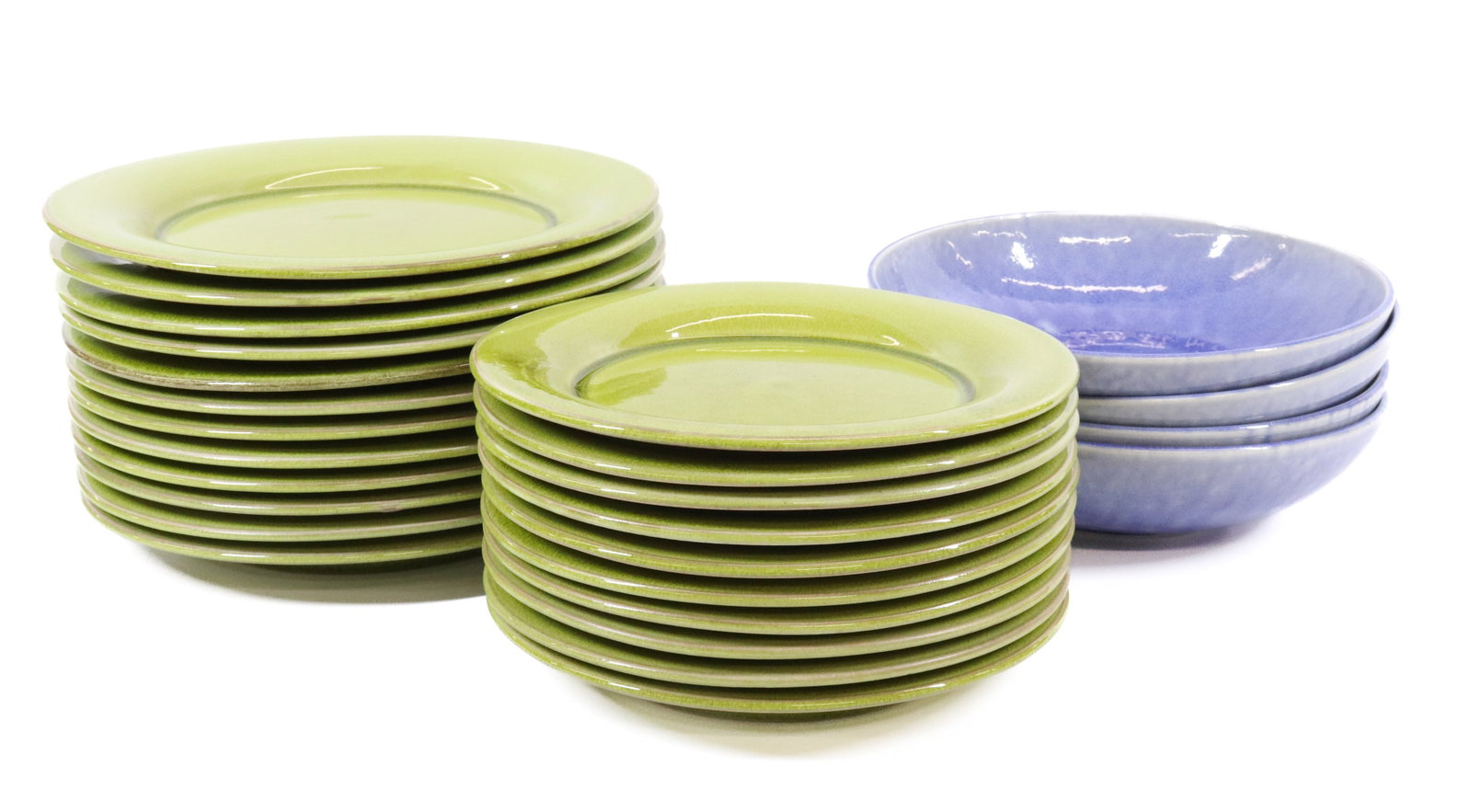 LOT OF JARS POTTERY, FRANCE: INCLUDING: (4) BOWLS 9 1/4", (10) LUNCH PLATES 8 1/2" AND (12) DINNER PLATES 10 3/4".