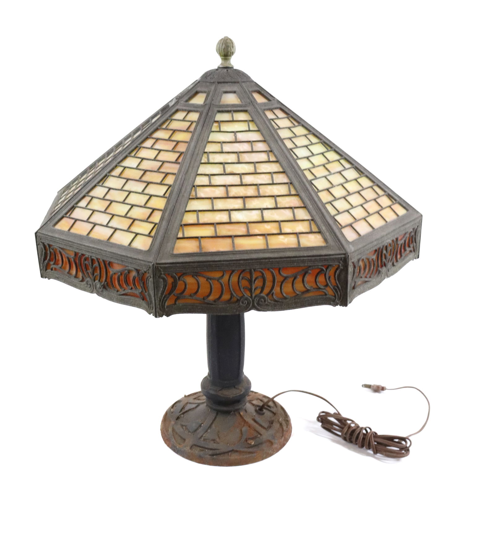 VINTAGE SLAG GLASS TABLE LAMP (1 of 6)