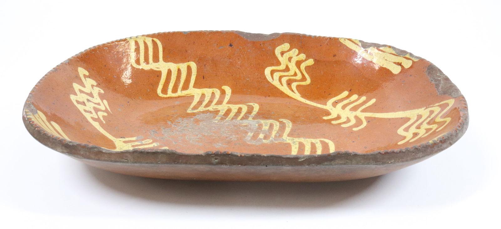 DECORATED REDWARE LOAF PAN (1 of 3)