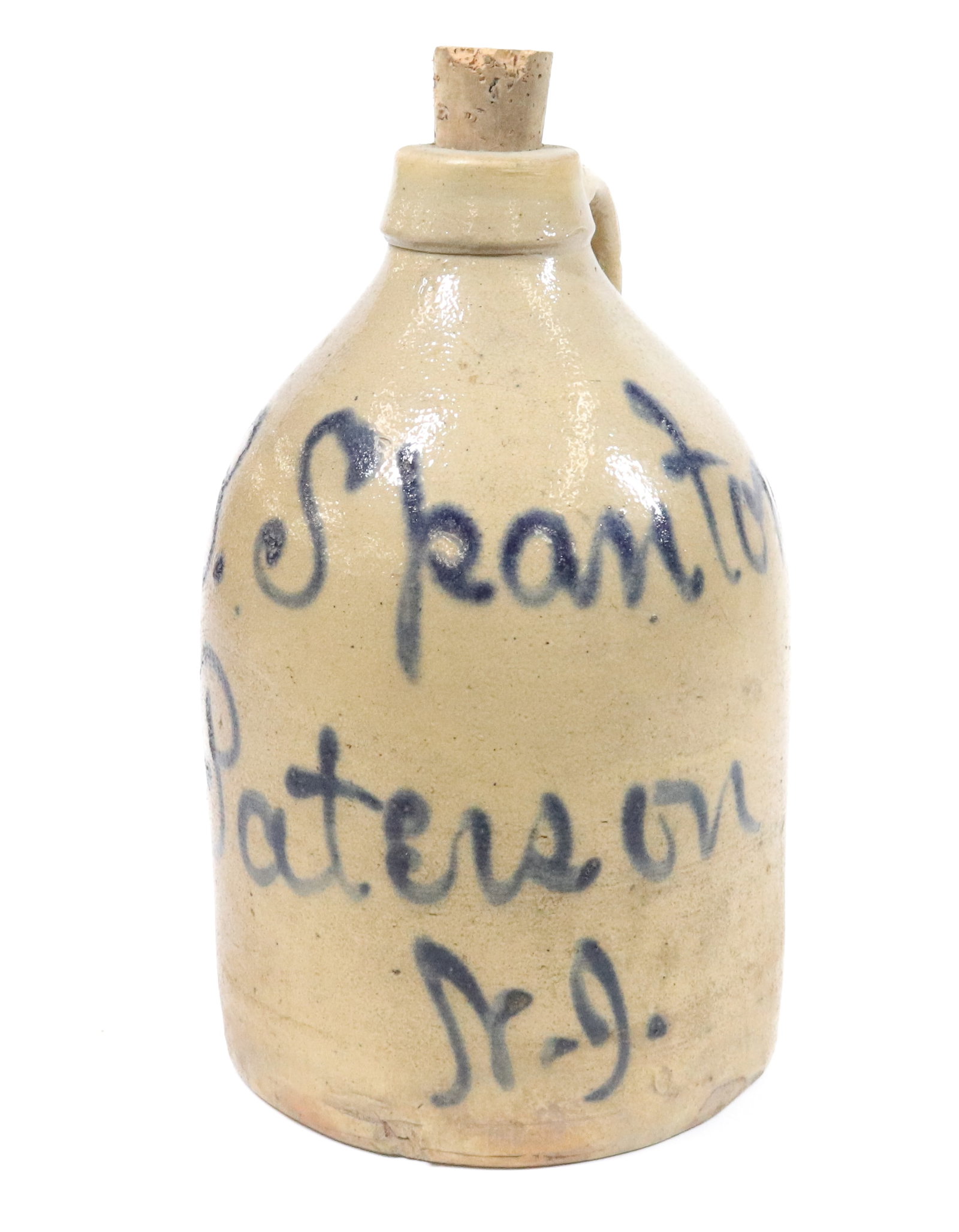 S.B. SPANTON BLUE DECORATED ADVERTISING JUG (1 of 5)