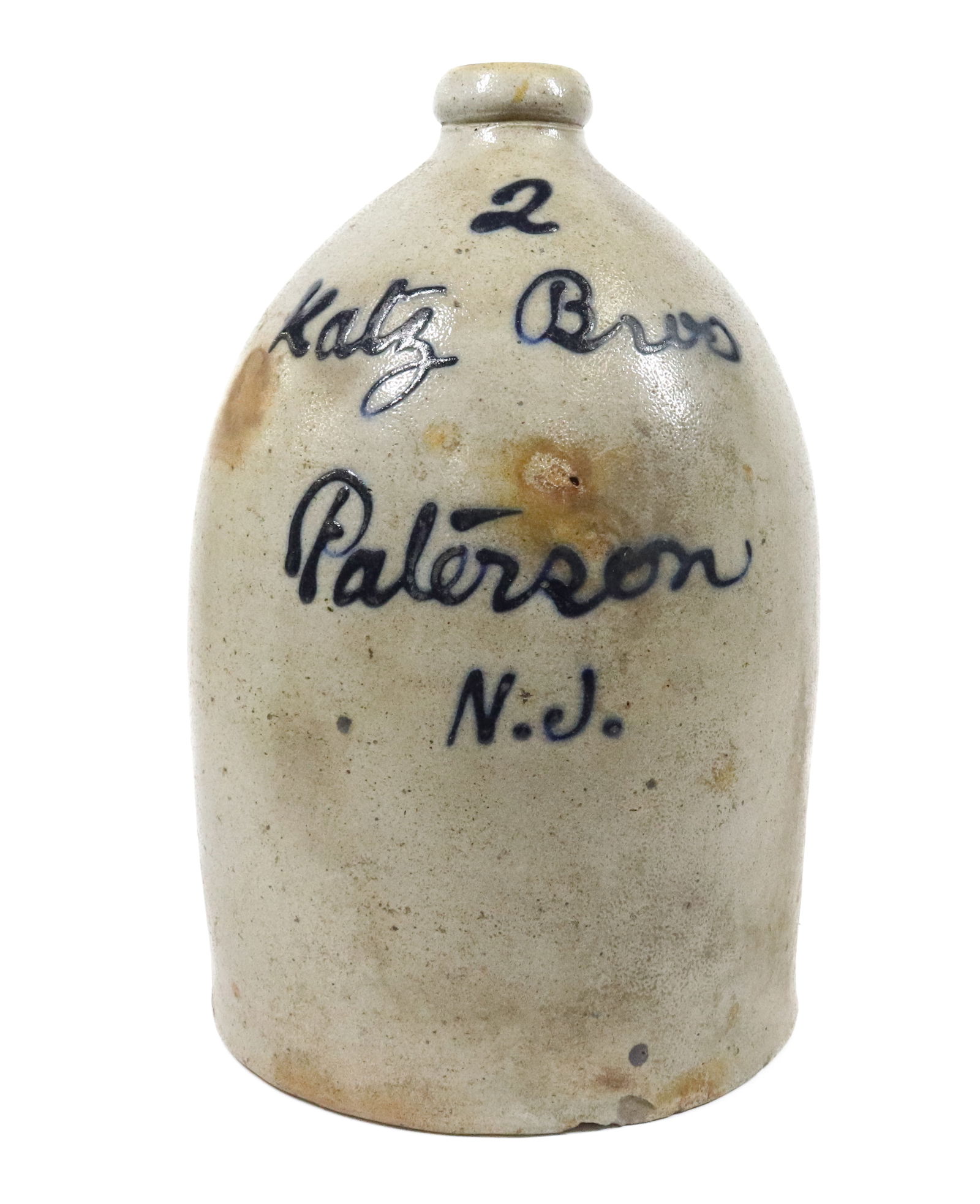 TWO-GALLON STONEWARE ADVERTISING JUG (1 of 7)