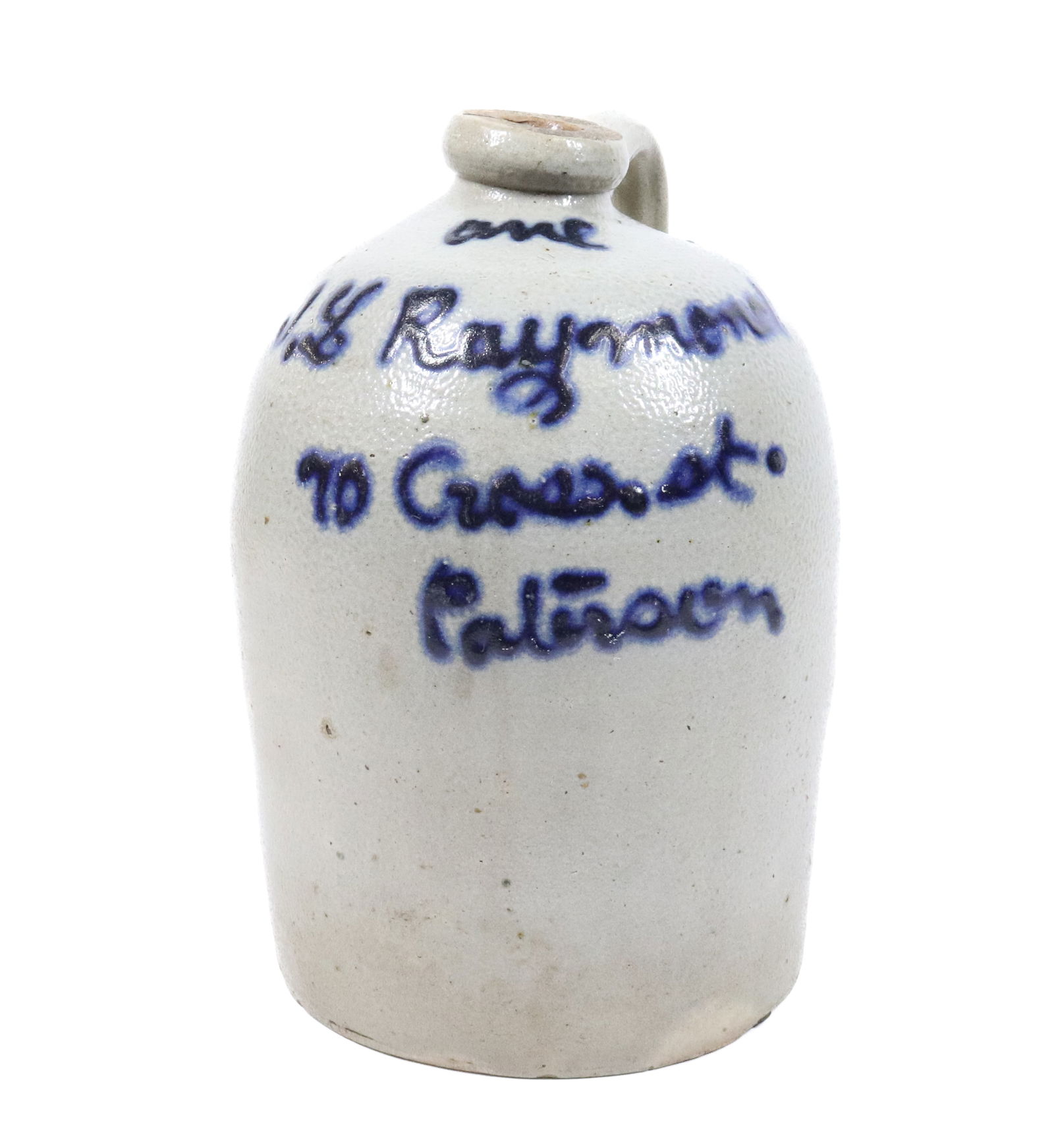ONE-GALLON PATERSON, NJ ADVERTISING SCRIPT JUG (1 of 5)