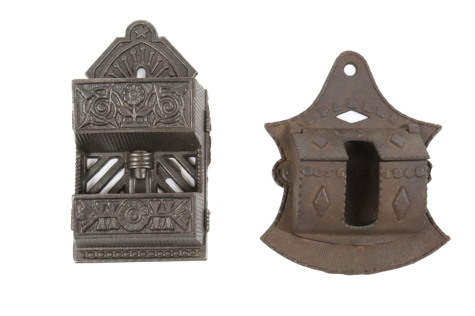 (2) CAST IRON MATCH HOLDERS (1 of 4)