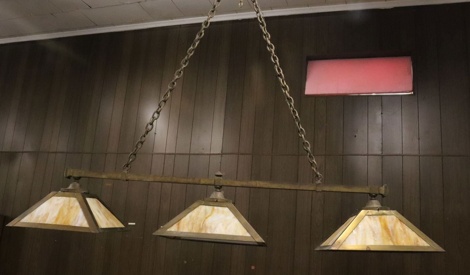 SLAG GLASS HANGING BILLIARD LIGHT (1 of 5)