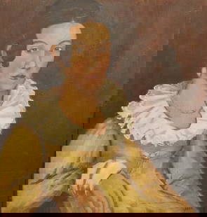 FOLK ART PAINTING OF A WOMAN: CONTEMPORARY OIL/CANVAS OF WOMAN IN YELLOW DRESS. SGND. DEEN BOTTOM RIGHT. FRAMED. SIGHT VIEW 24" X 21 3/4". PLEASE READ CAREFULLY - Terms for Purchasing and Shipping of Auction Items. Please read car