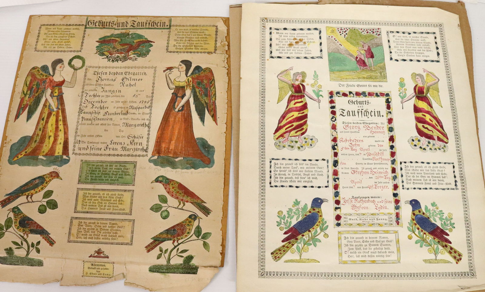 (2) 19TH C. HAND PAINTED TAUFSCHEIN (1 of 5)