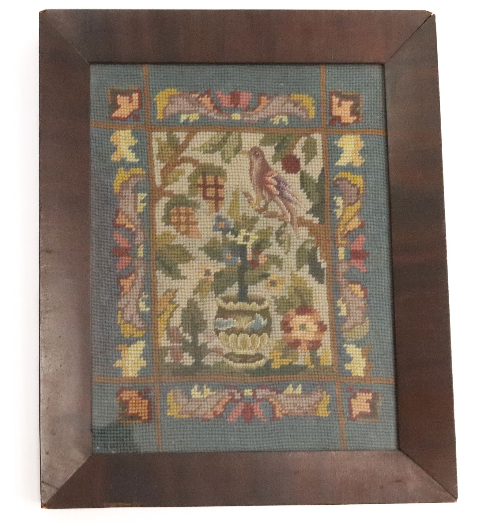 ANTIQUE FRAMED NEEDLEWORK (1 of 3)