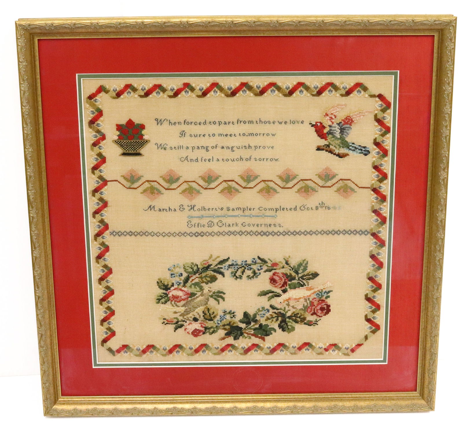 19TH C. FRAMED SCHOOLGIRL SAMPLER (1 of 2)