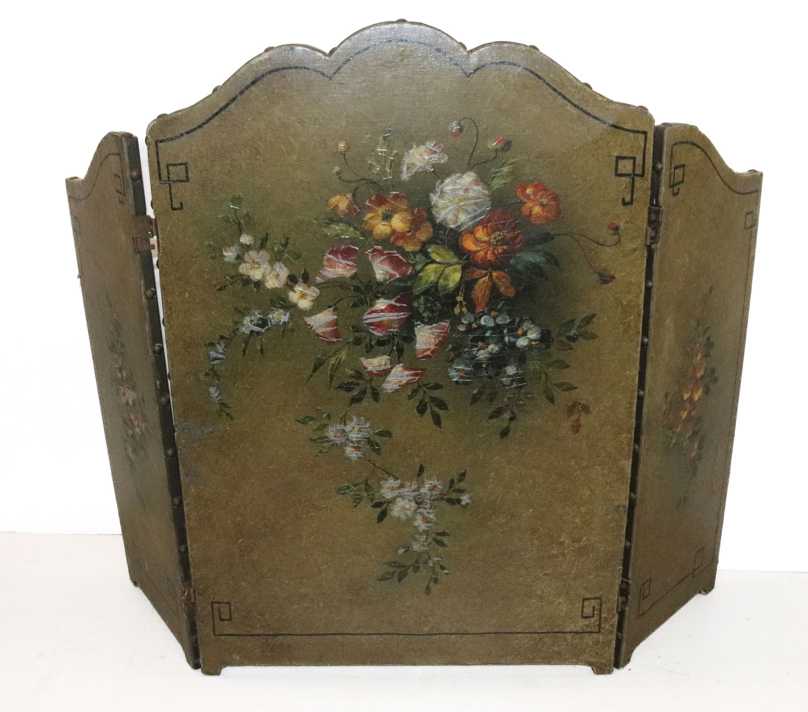 PAINTED THREE PANEL FIRESCREEN (1 of 3)