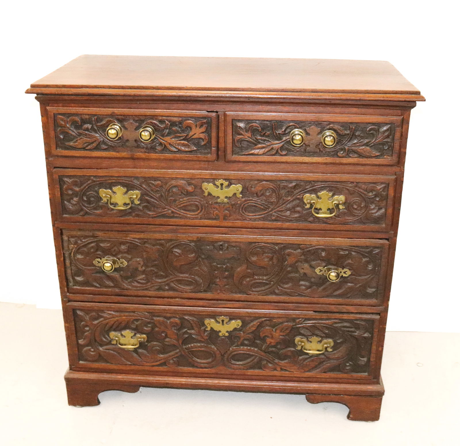 CARVED ENGLISH CHEST OF DRAWERS (1 of 5)