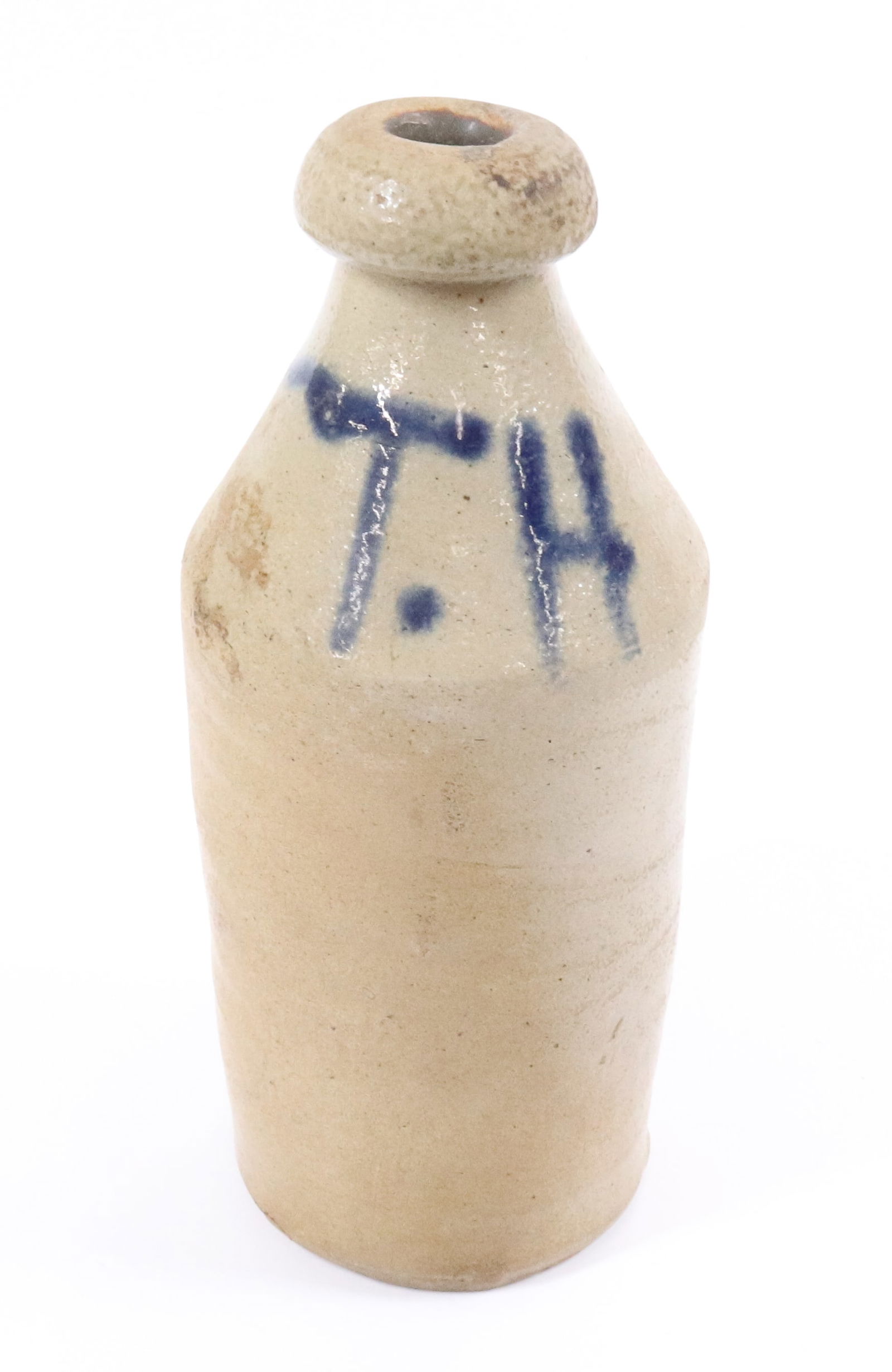 BLUE DECORATED STONEWARE BOTTLE  (1 of 7)