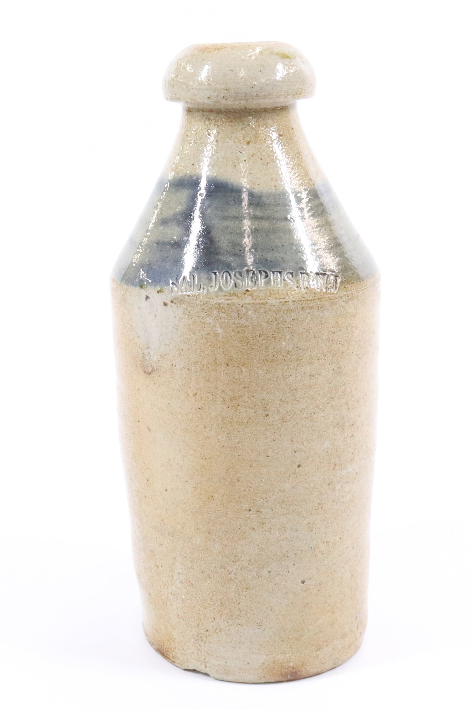 BLUE DECORATED STONEWARE BOTTLE  (1 of 6)