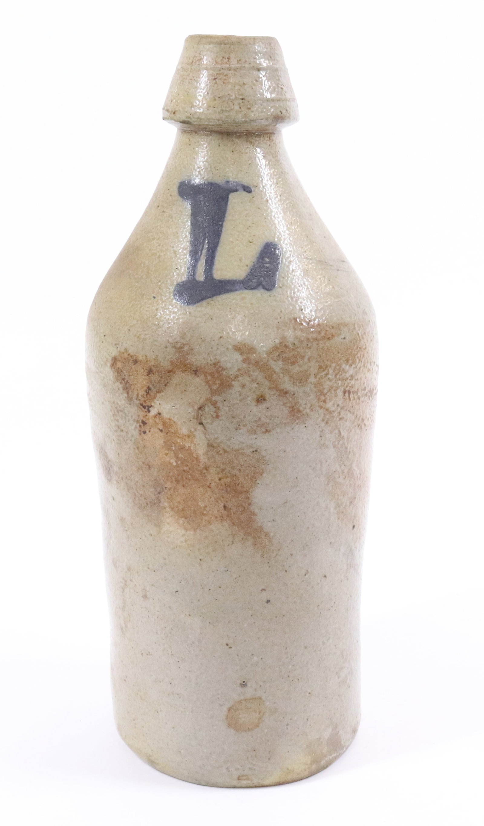 BLUE DECORATED STONEWARE BOTTLE  (1 of 6)