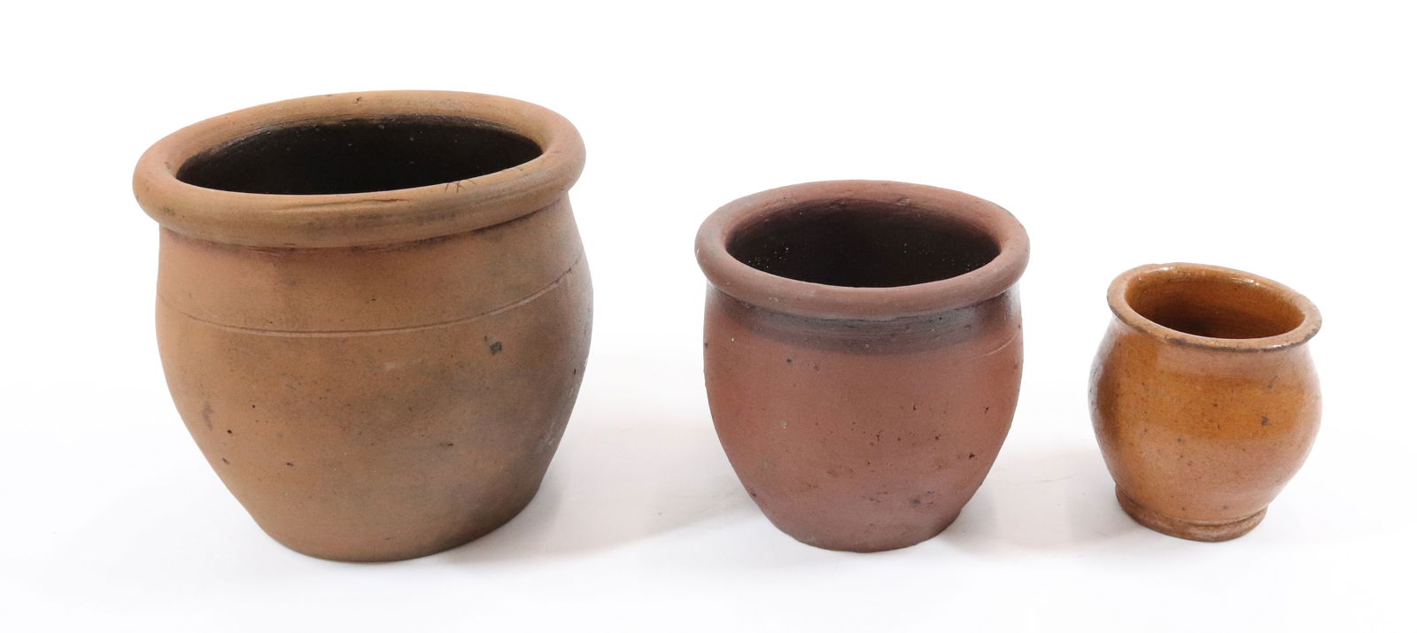 (3) SMALL REDWARE CROCKS (1 of 4)