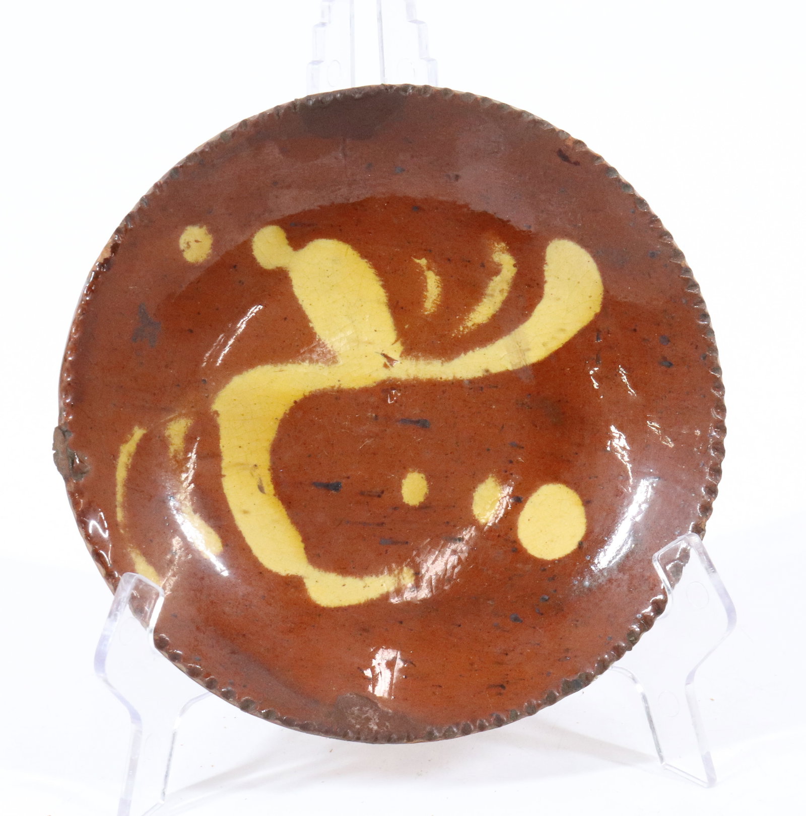 SMALL 19TH C. SLIP DECORATED PLATE (1 of 3)