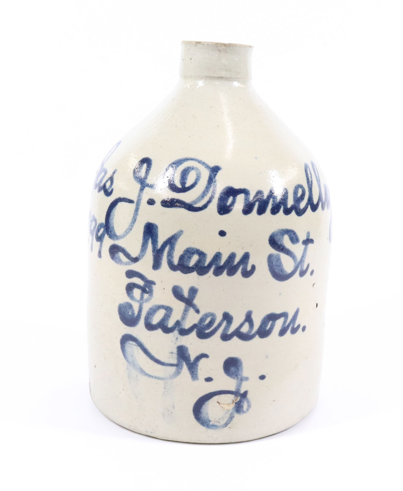 PATERSON, NEW JERSEY BLUE SCRIPT JUG  (1 of 5)