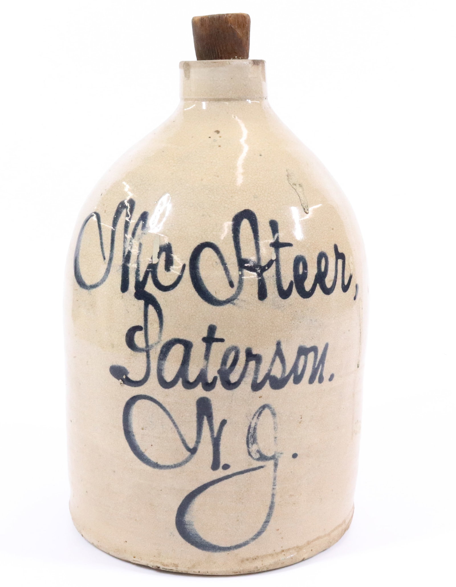 PATERSON, NEW JERSEY BLUE SCRIPT JUG  (1 of 5)