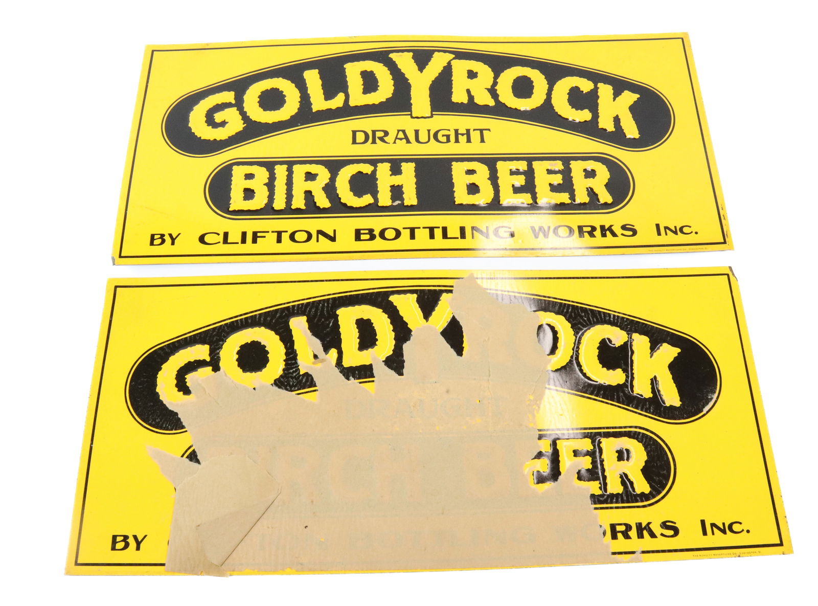 (2) ADV. GOLDYROCK BIRCH BEER ADVERTISING SIGNS  (1 of 3)