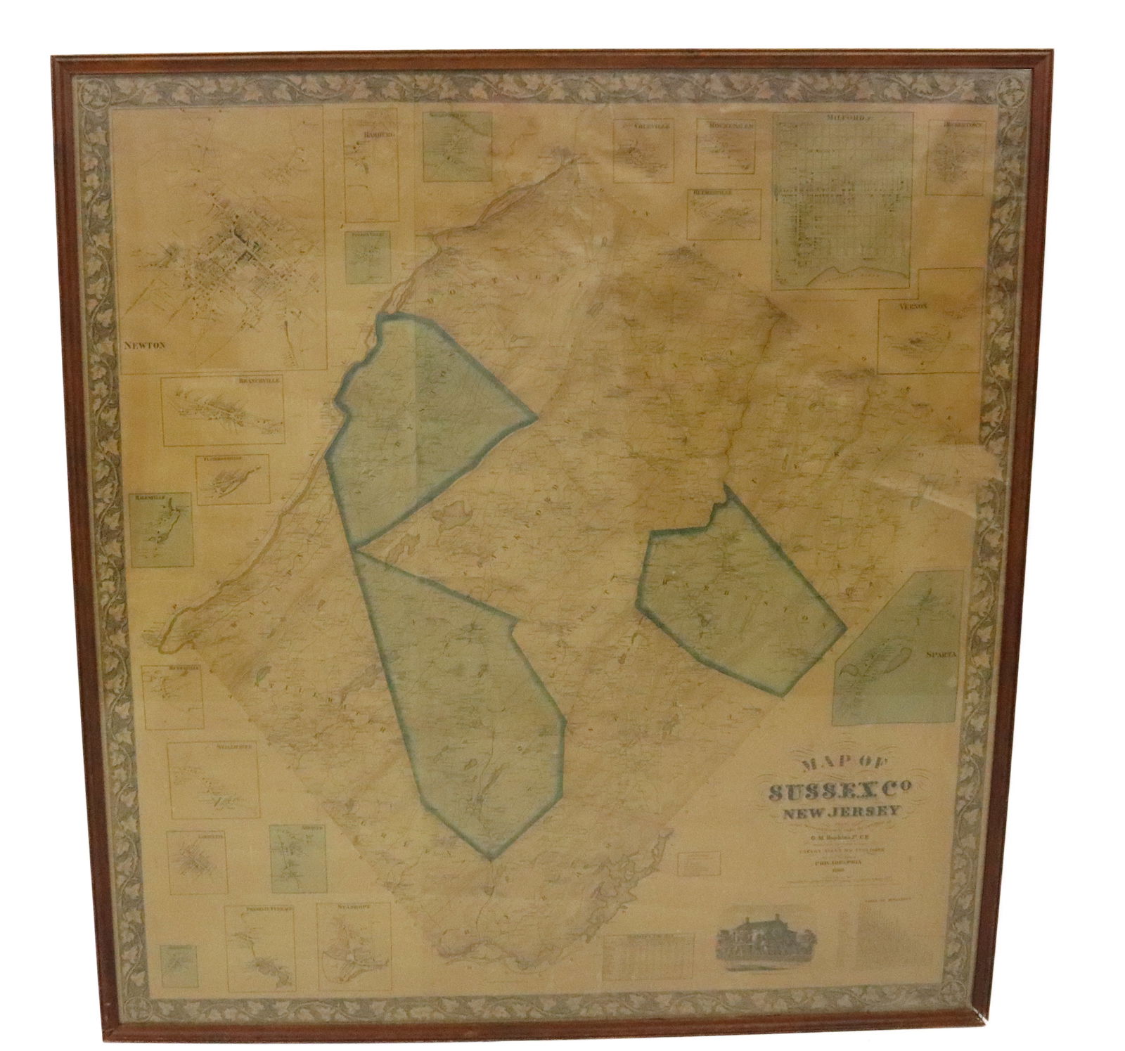 FRAMED MAP OF SUSSEX CO. NEW JERSEY (1 of 5)