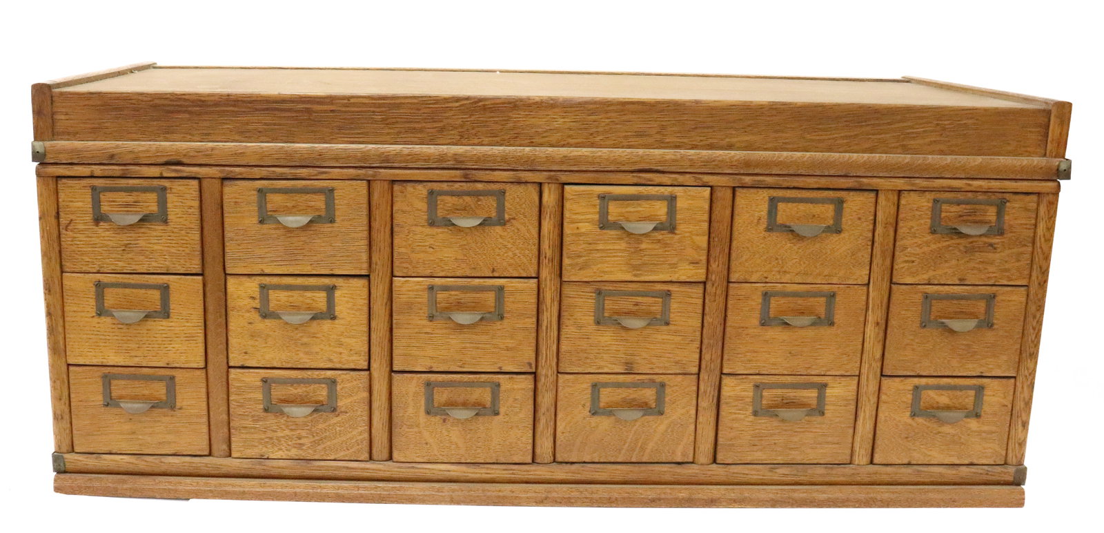 OAK 18-DRAWER FILE CABINET SECTION (1 of 6)