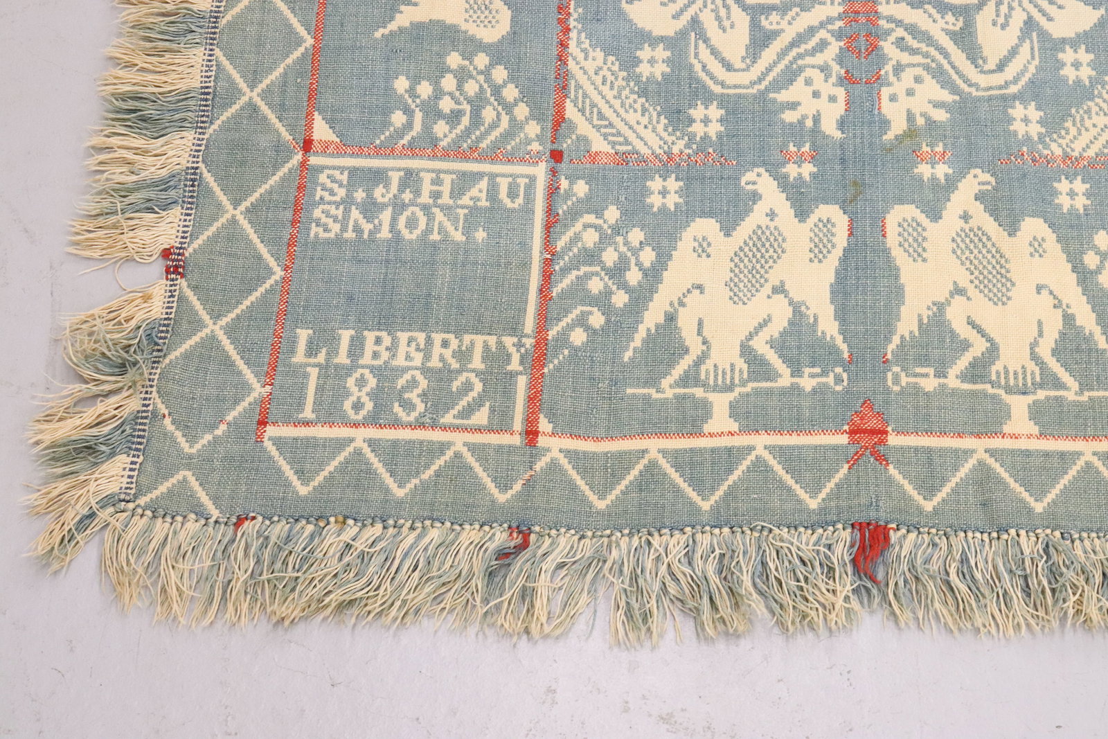 19TH C. TWO-PIECE FRINGED COVERLET (1 of 8)