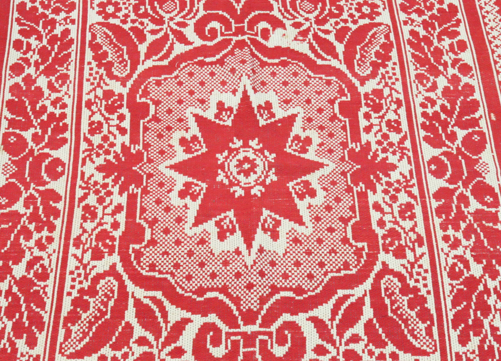 19TH C. RED/WHITE COVERLET (1 of 5)