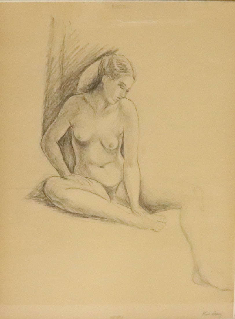 MOISE KISLING (1891-1953) SKETCH ON PAPER: TITLED "SITTING NUDE". SGND. BOTTOM RIGHT. SIGHT VIEW 24" X 18". ASSOCIATED AMERICAN ARTISTS LABEL ON BACK. Terms: PLEASE READ CAREFULLY - Terms for Purchasing and Shipping of Auction Items. Please re