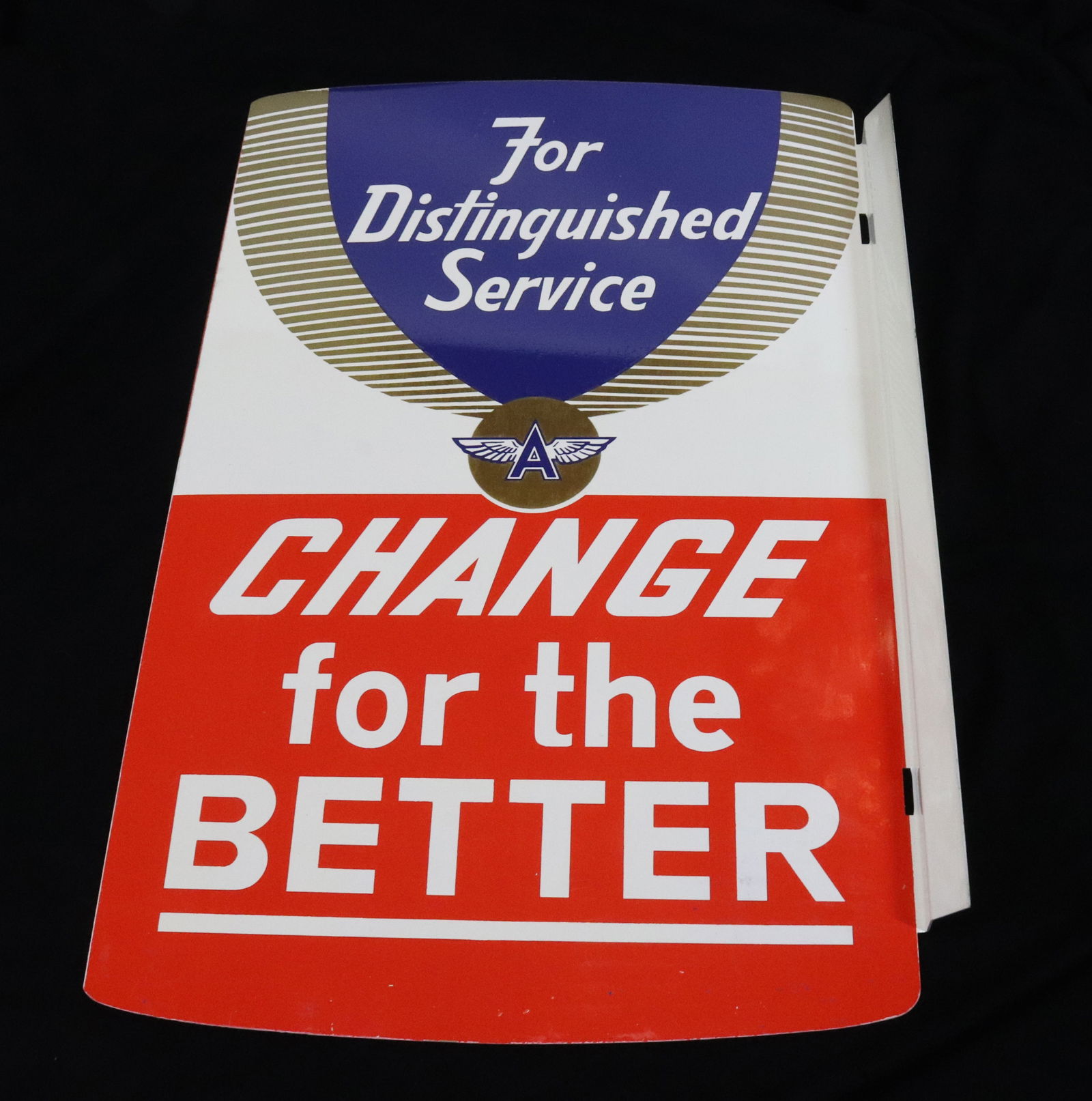 NOS VEEDOL DOUBLE-SIDED FLANGE MOTOR OIL SIGN (1 of 3)